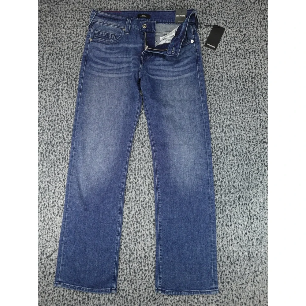 True Religion Ricky Relaxed Straight Jeans Mens 32x34 Blue NWT Horseshoe Denim